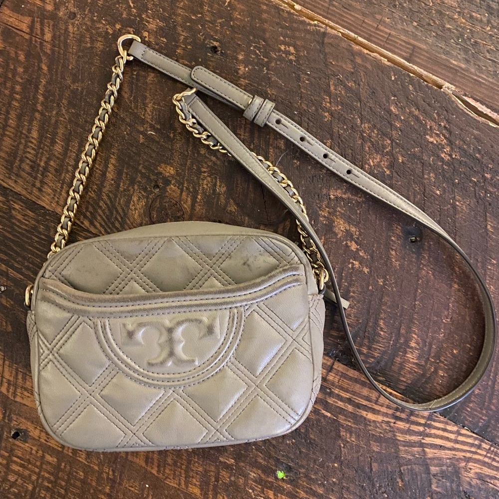 Tory Burch Grey Fleming Soft Small Camera Bag